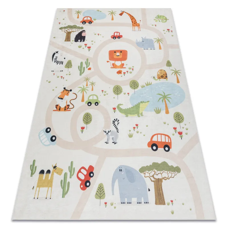 Waschteppich BAMBINO 1165 Zoo für Kinder, rutschfest beige, 2. Wahl