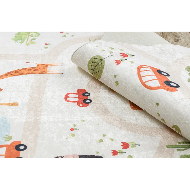 Beiger Kinderteppich BAMBINO 1165 Zoo, ideal für das Kinderzimmer