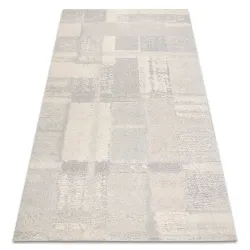 Wollteppich FLUX 461.43.AE110 OSTA - Geometrisch, strukturiert, loftiger Stil creme / grau
