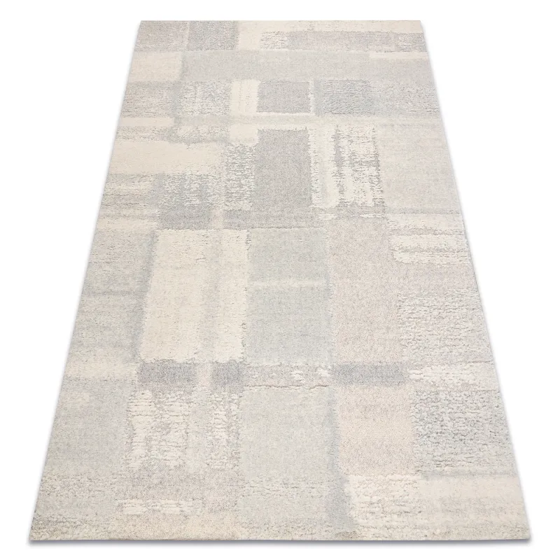 Wollteppich FLUX 461.43.AE110 OSTA - Geometrisch, strukturiert, loftiger Stil creme / grau