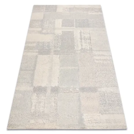 Wollteppich FLUX 461.43.AE110 OSTA - Geometrisch, strukturiert, loftiger Stil creme / grau