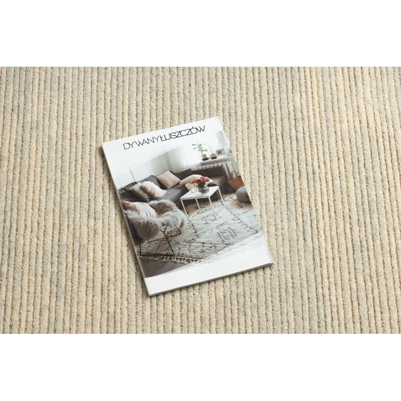 Wollteppich FLUX 461.93.AE120 OSTA - Linien, strukturiert, loftiger Stil creme / grau