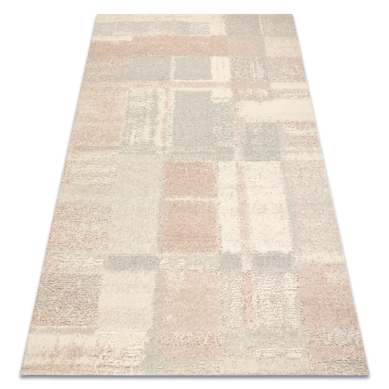 Teppich FLUX 461.43.AE200 Wollmischung OSTA - Geometrisch, strukturell, Loft-Stil creme / rosa