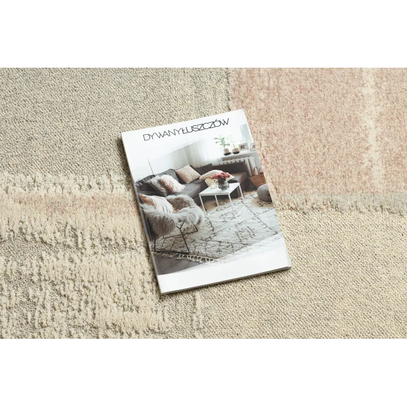 Teppich FLUX 461.43.AE200 Wollmischung OSTA - Geometrisch, strukturell, Loft-Stil creme / rosa