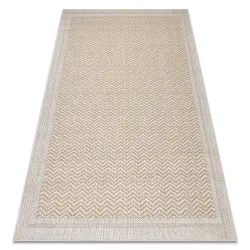 Teppich ORIGI creme / beige - Rahmen, Fischgrät flachgewebte SISAL schnur