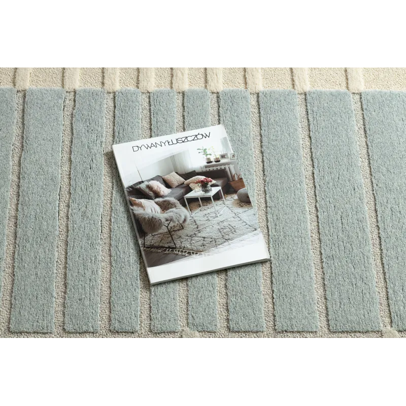 Teppich FLUX 461.3.AE120 Wollmischung OSTA - Linien, strukturell, Loft-Stil grau / blau