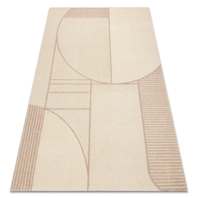 Teppich FLUX 461.14.AE200 Wollmischung OSTA - Geometrisch, strukturell, Loft beige / rosa