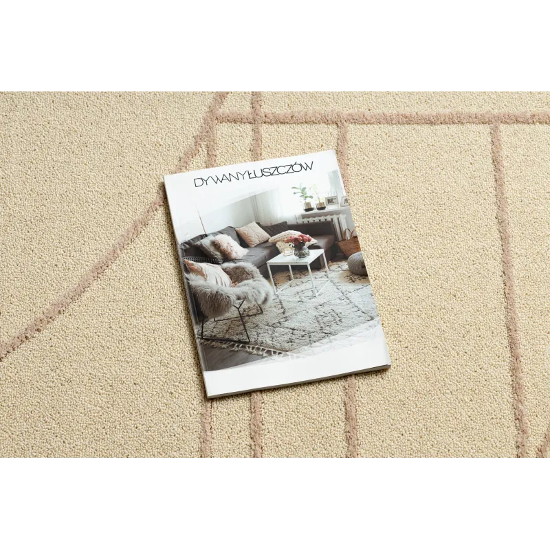 Teppich FLUX 461.14.AE200 Wollmischung OSTA - Geometrisch, strukturell, Loft beige / rosa