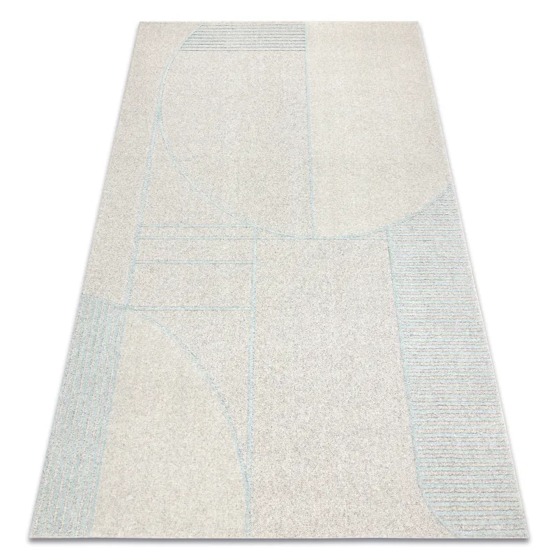 Teppich FLUX 461.14.AE120 Wollmischung OSTA - Geometrisch, strukturiert, Loft Grau / Blau