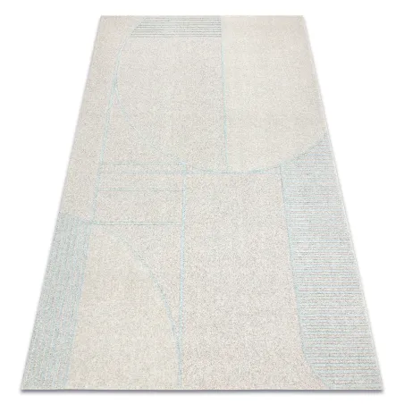 Teppich FLUX 461.14.AE120 Wollmischung OSTA - Geometrisch, strukturiert, Loft Grau / Blau