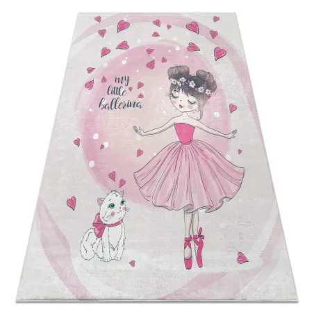 Waschteppich BAMBINO 2161 in rosa, mit Ballerina-Motiv, rutschfest für Kinderzimmer