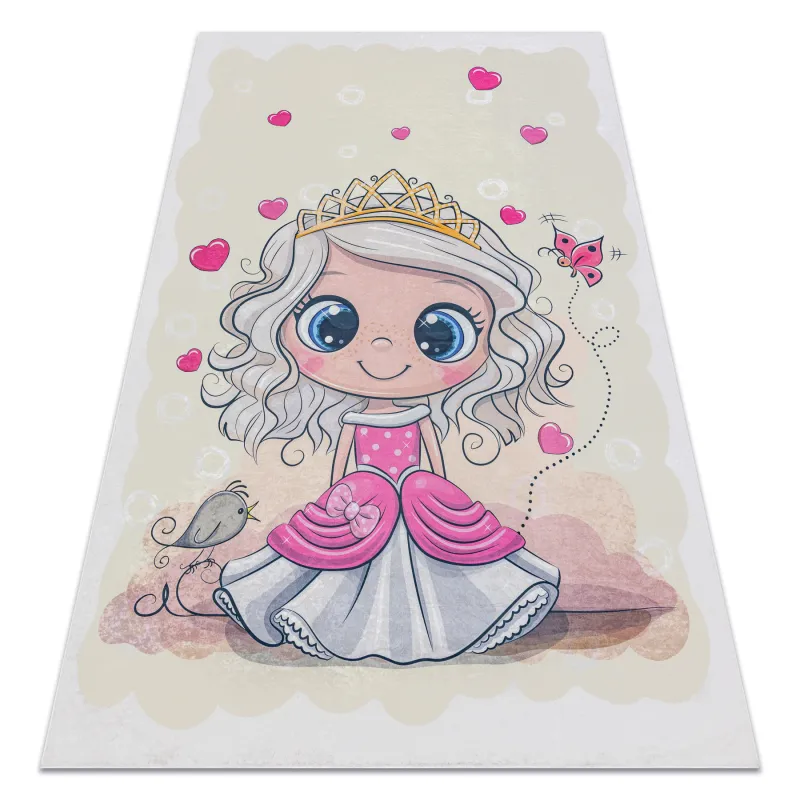 Waschbarer Kinderteppich BAMBINO 43020, rutschfest, creme-rosa, ideal für das Kinderzimmer