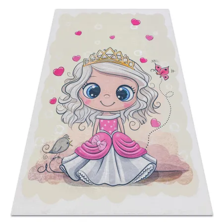 Waschbarer Kinderteppich BAMBINO 43020, rutschfest, creme-rosa, ideal für das Kinderzimmer