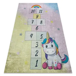 BAMBINO Waschteppich Einhorn, Zahlen für Kinder Anti-Rutsch - rosa / gelb