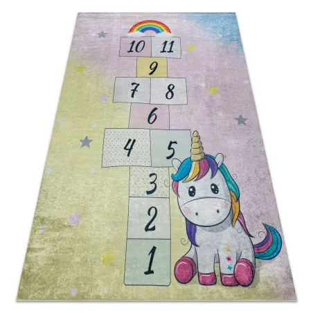 Waschteppich BAMBINO 54060 Einhorn, rosa und gelb, rutschfest für Kinder