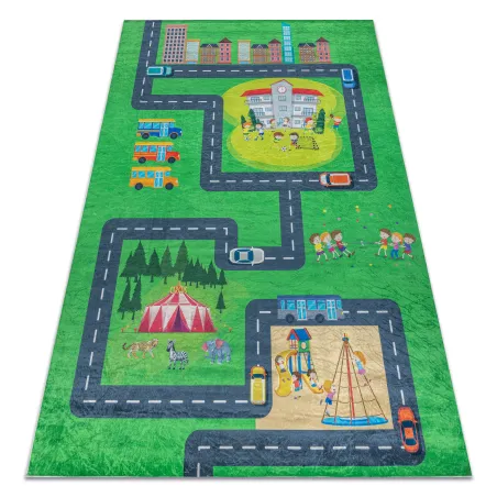 Waschteppich BAMBINO 2660 für Kinder, rutschfest in grün und grau