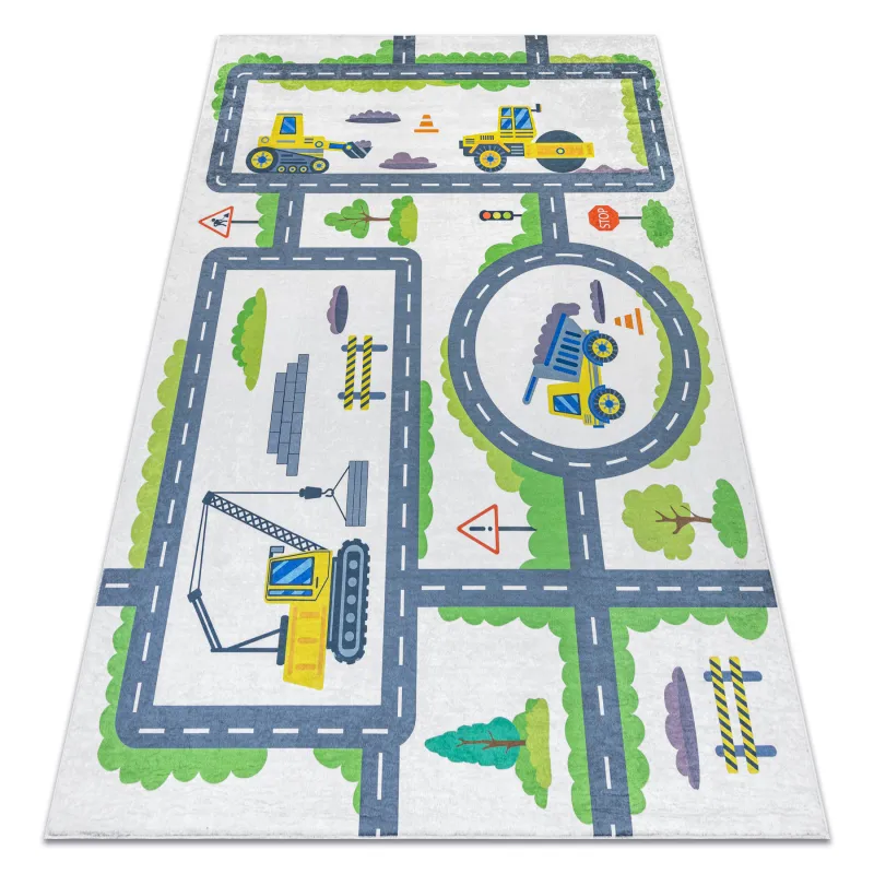 Waschteppich BAMBINO 2338, rutschfest, weiß und grün, ideal für Kinderzimmer