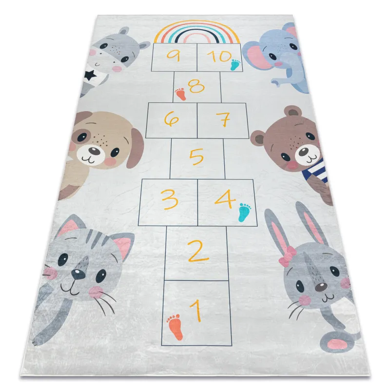 Kinderteppich BAMBINO 43092, grau und gelb, rutschfest, für das Kinderzimmer