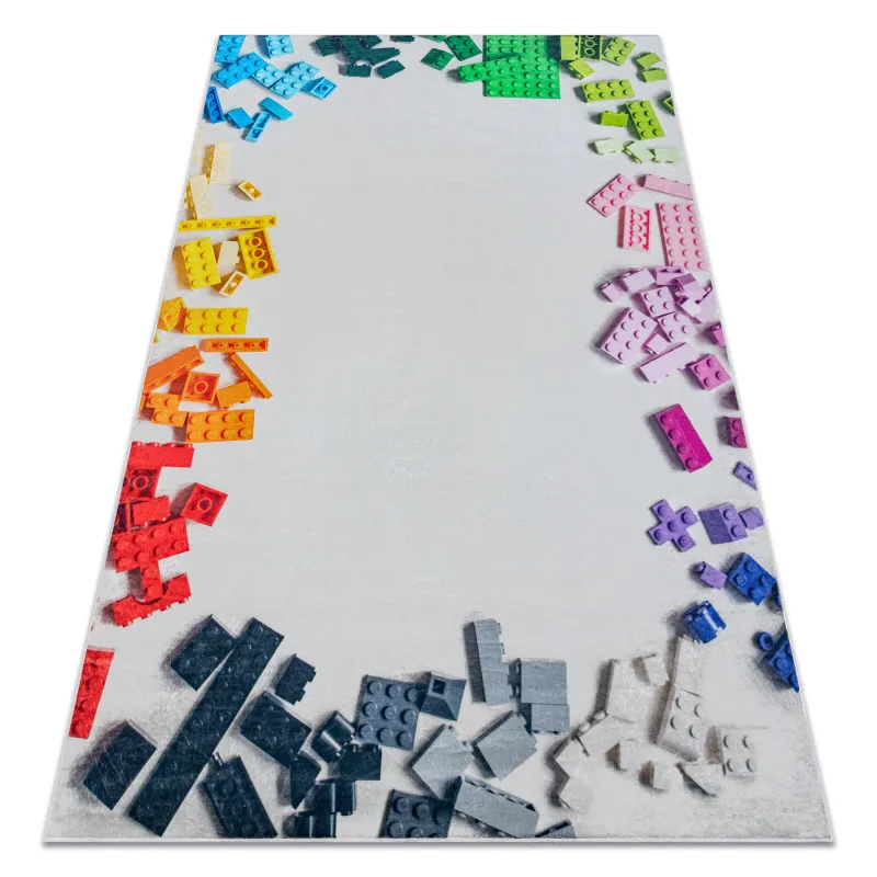 Waschteppich BAMBINO 38480 für Kinder, rutschfest, grau und gelb, ideal für das Kinderzimmer