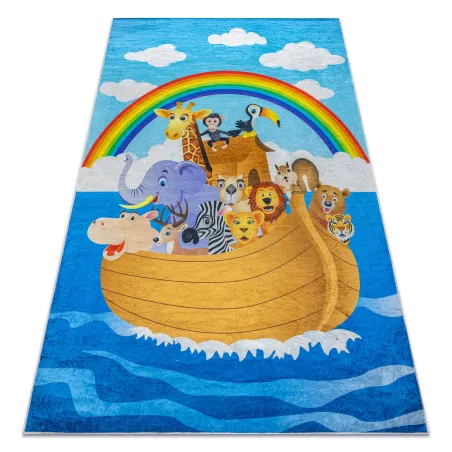 Waschteppich BAMBINO 2685 mit Tiermotiven, rutschfest, für Kinder - blau/braun
