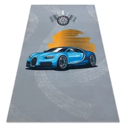BAMBINO Waschteppich Auto, Rennen für Kinder Anti-Rutsch - grau / blau