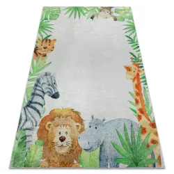 BAMBINO Waschteppich Tiere, Afrika für Kinder Anti-Rutsch - weiß / grün