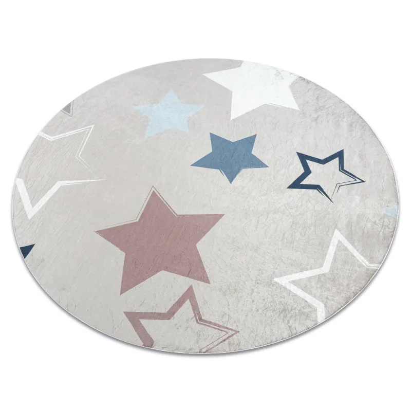 Runder Waschteppich BAMBINO 48130, rutschfest, beige-grau für Kinder