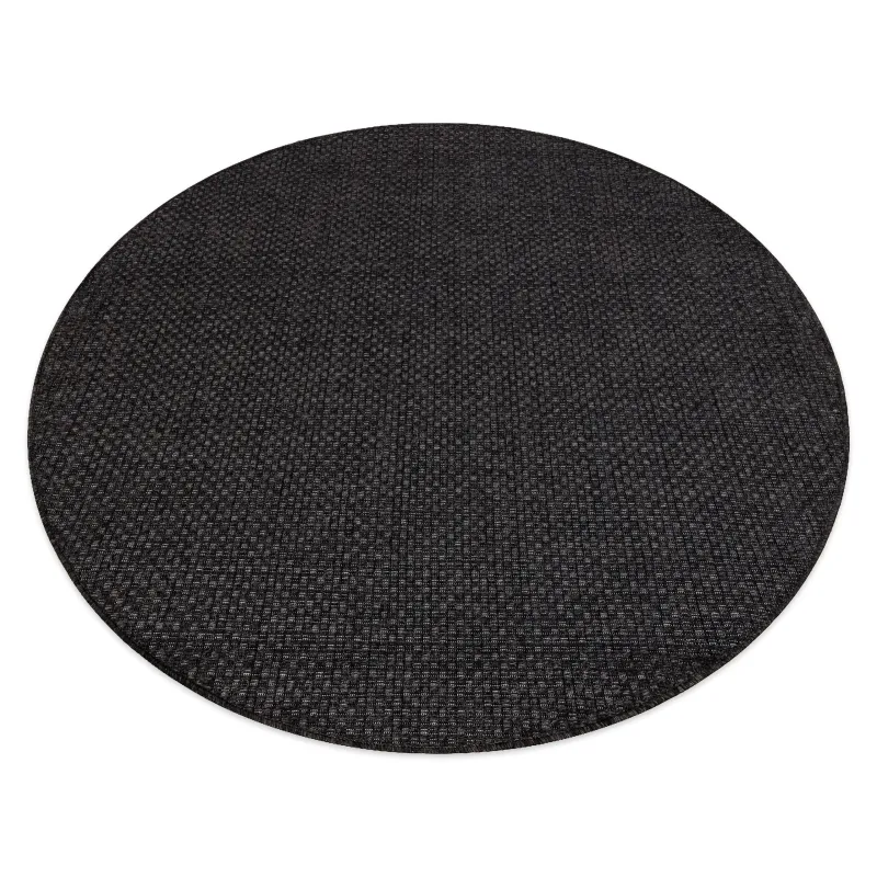 Runder schwarzer SISAL Teppich TIMO 0000, perfekt für den Außenbereich