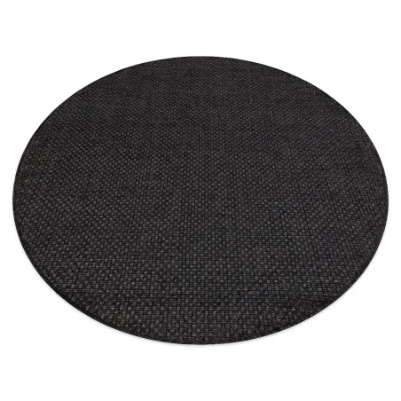 Runder schwarzer SISAL Teppich TIMO 0000, perfekt für den Außenbereich