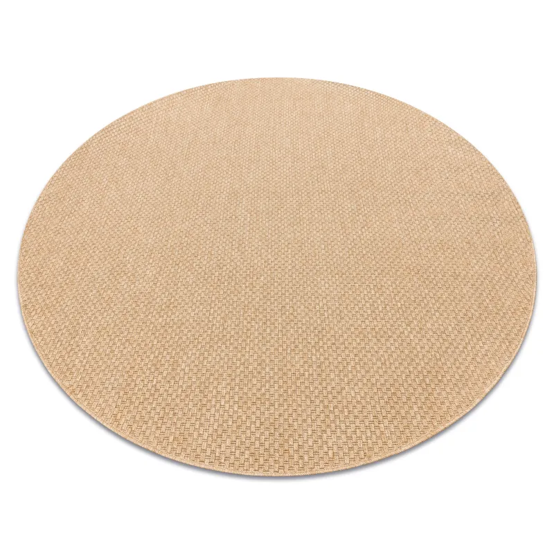 Runder TIMO 6272 Sisal Teppich in dunkelbeige, perfekt für den Außenbereich