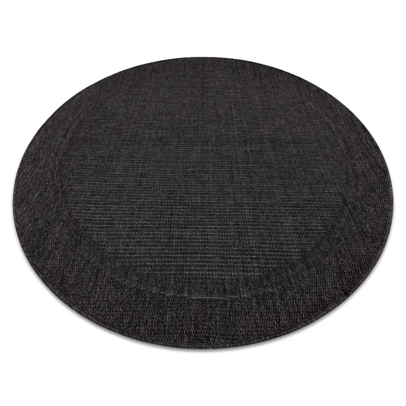 Runder Sisal Teppich schwarz, 2. Wahl, perfekt für den Außenbereich