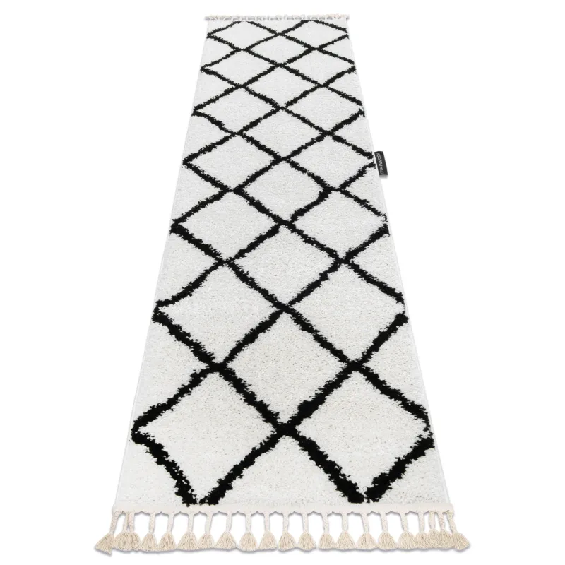 Teppich BERBER CROSS weiß - moderner Läufer für Küche und Flur