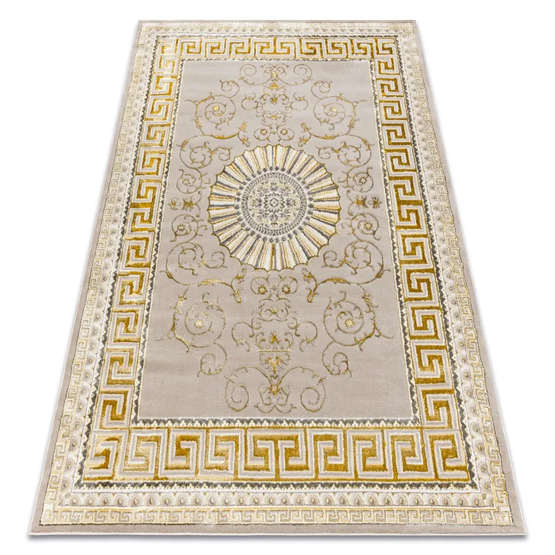 Teppich BLISS Z160AZ147 dunkelbeige / Gold - Bordüre, Griechisch exklusiv, strukturell - KLASSE 2