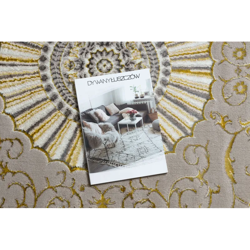 Teppich BLISS Z160AZ147 dunkelbeige / Gold - Bordüre, Griechisch exklusiv, strukturell - KLASSE 2