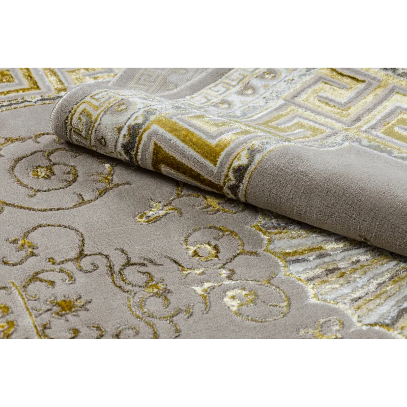 Teppich BLISS Z160AZ147 dunkelbeige / Gold - Bordüre, Griechisch exklusiv, strukturell - KLASSE 2