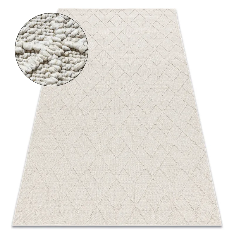 Teppich JERSEY 19231 Creme - Geometrischer Schlingflor, struktural BOHO - 2. WAHL