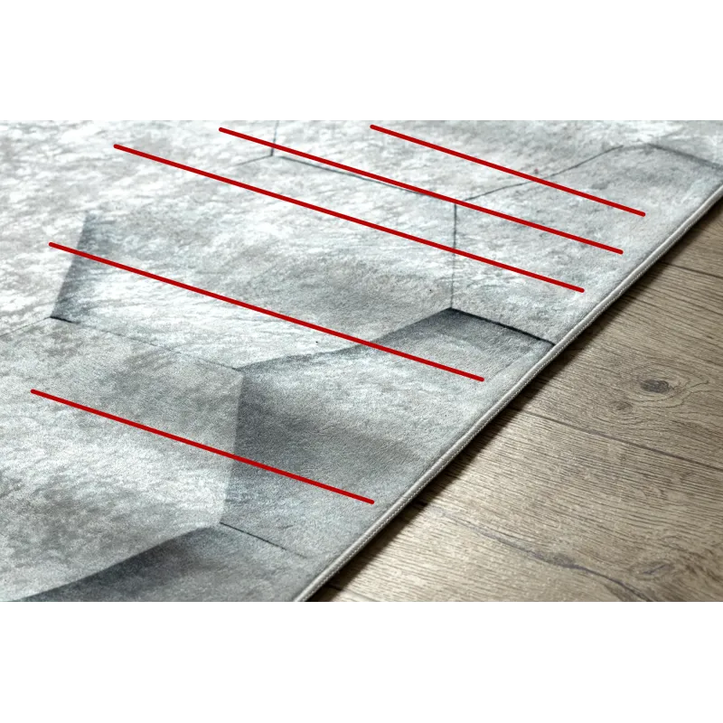 Waschbarer Teppich ANDRE 1180 Honeycomb, 3D-Würfel rutschfest - grau - 2. WAHL