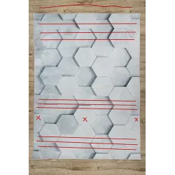 Waschbarer Teppich ANDRE 1180 Honeycomb, 3D-Würfel rutschfest - grau - 2. WAHL