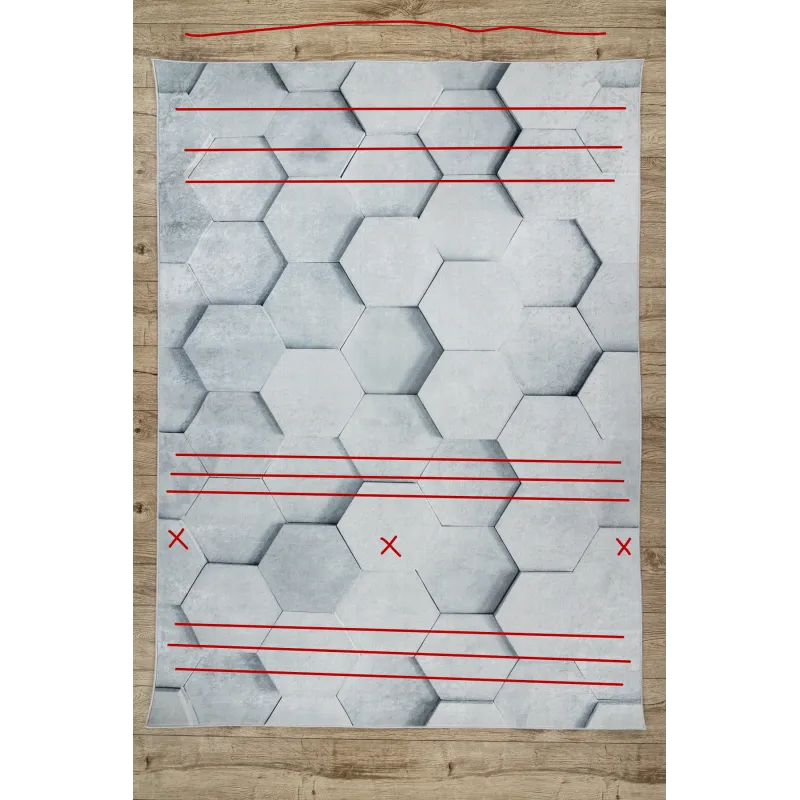 Waschbarer Teppich ANDRE 1180 Honeycomb, 3D-Würfel rutschfest - grau - 2. WAHL