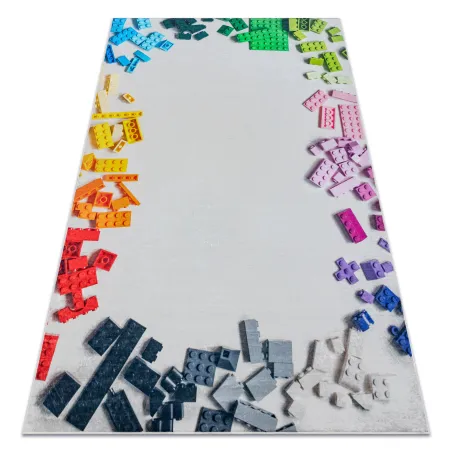 Waschbarer Teppich BAMBINO 38480 Bausteine für Kinder, rutschfest - grau / gelb - 2. WAHL