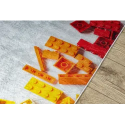 Waschbarer Teppich BAMBINO 38480 Bausteine für Kinder, rutschfest - grau / gelb - 2. WAHL