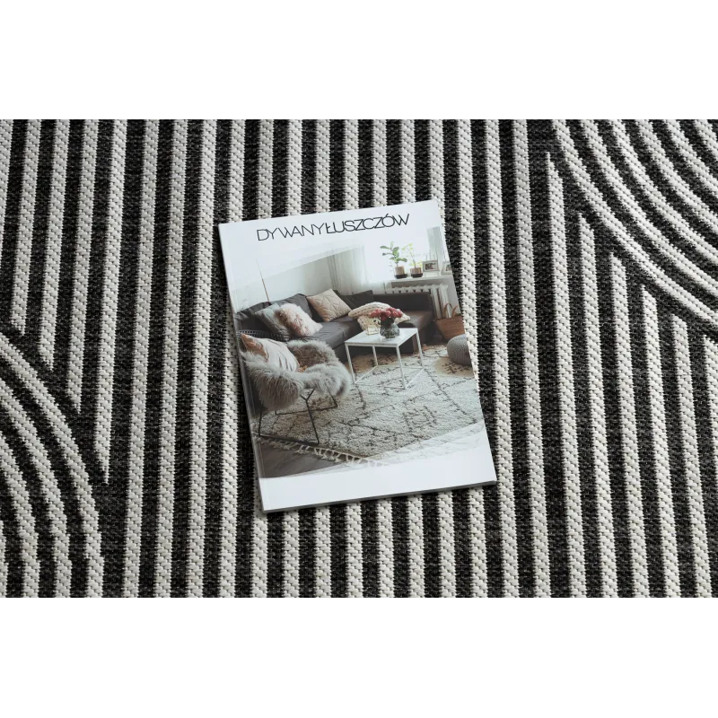 Teppich ORGANIC 1835 Sisal geometrisch Creme / Schwarz - natürlich, modern unregelmäßige Form
