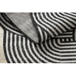Teppich ORGANIC 1835 Sisal geometrisch Creme / Schwarz - natürlich, modern unregelmäßige Form