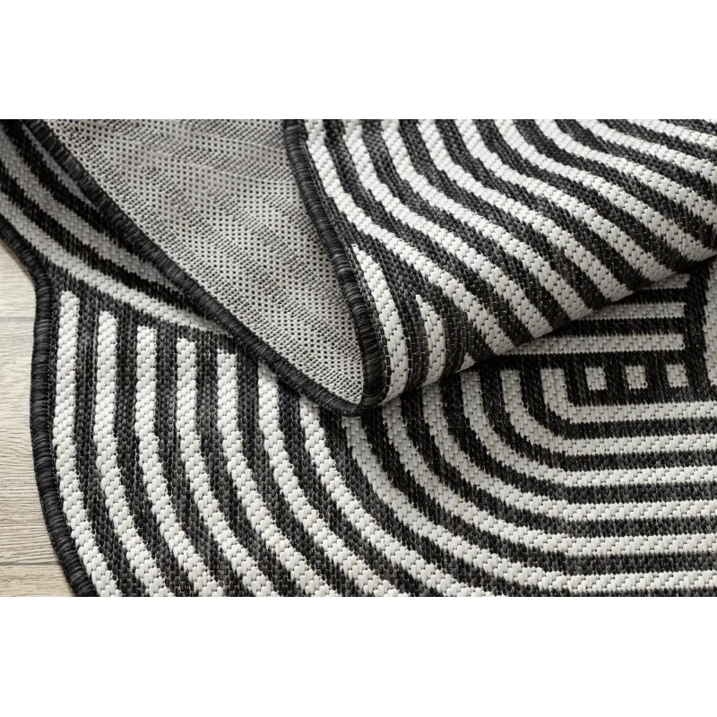 Teppich ORGANIC 1835 Sisal geometrisch Creme / Schwarz - natürlich, modern unregelmäßige Form