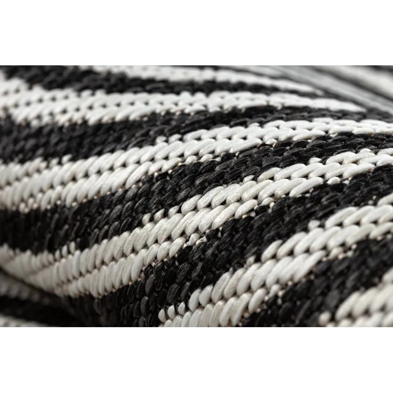 Teppich ORGANIC 1835 Sisal geometrisch Creme / Schwarz - natürlich, modern unregelmäßige Form