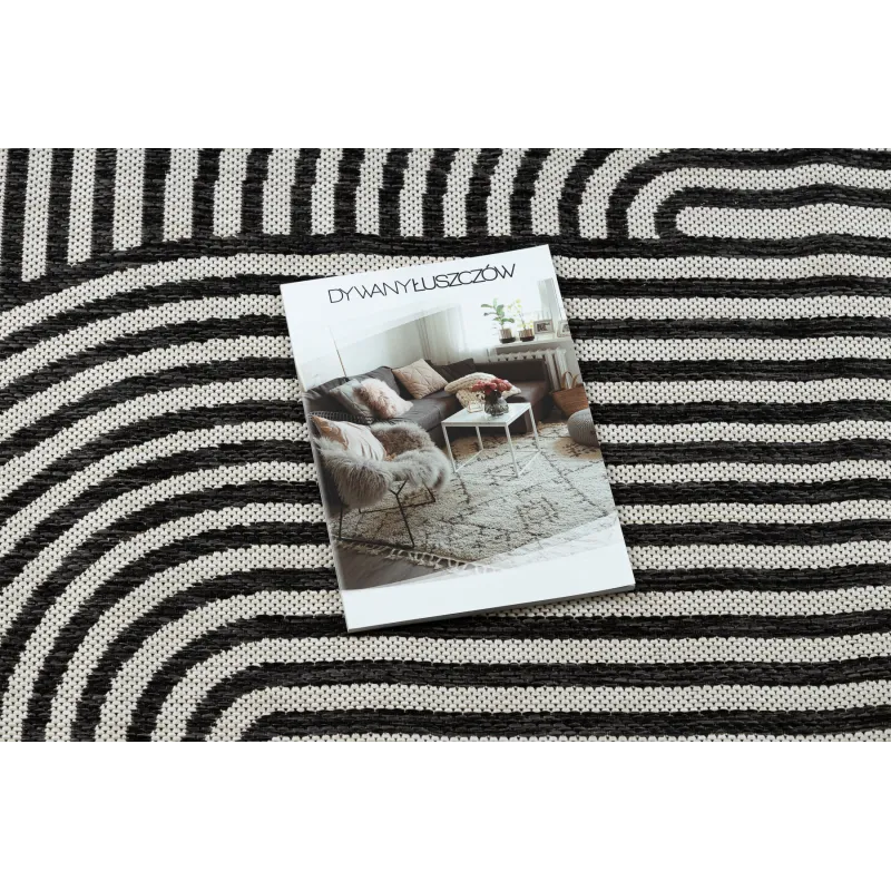 Teppich ORGANIC 2131 Sisal Geometrisch Creme / Schwarz - natürlich, modern unregelmäßige Form