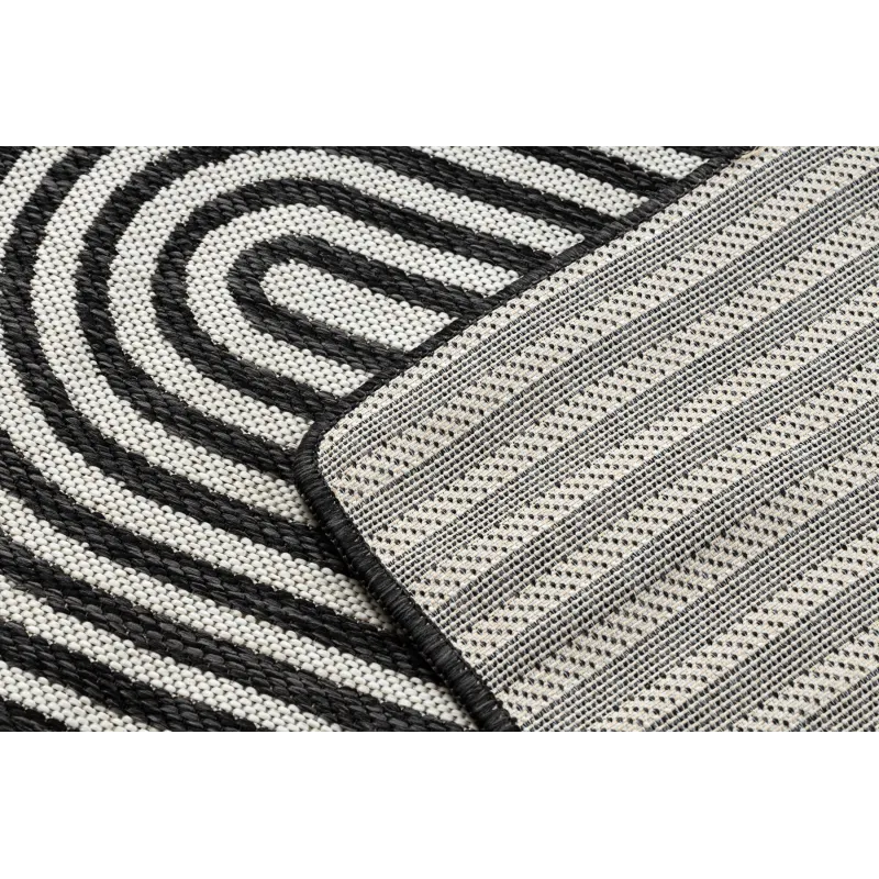 Teppich ORGANIC 2131 Sisal Geometrisch Creme / Schwarz - natürlich, modern unregelmäßige Form