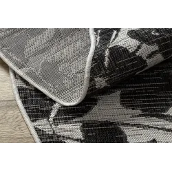 Teppich ORGANIC 2735 Sisal Blumen Creme / Schwarz - natürlich, modern unregelmäßige Form
