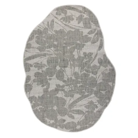 Teppich ORGANIC 2735 Sisal Blüten Creme / Grau - natürlich, modern unregelmäßige Form