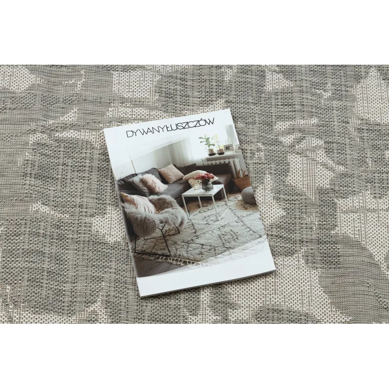Teppich ORGANIC 2735 Sisal Blüten Creme / Grau - natürlich, modern unregelmäßige Form